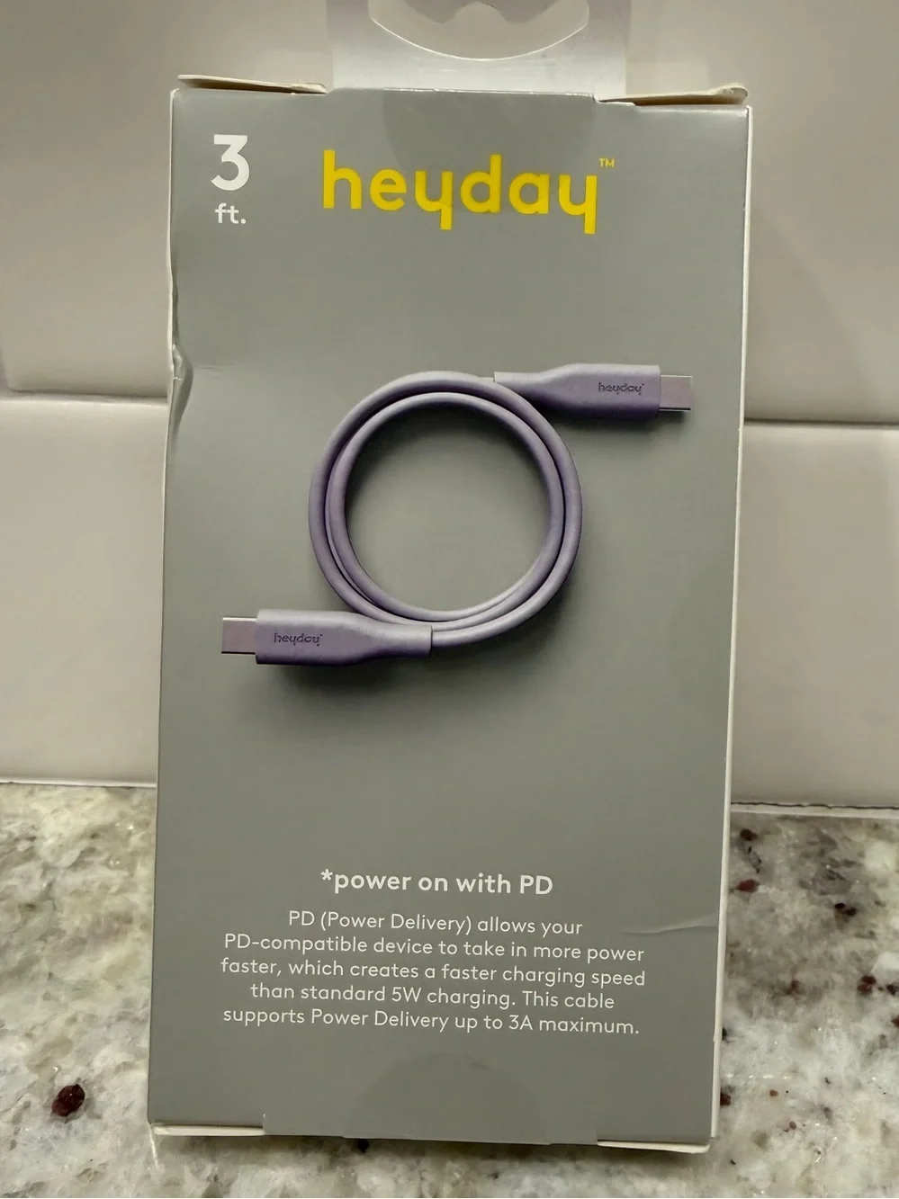3/$15* heyday Purple USB-C to USB-C Fast Charging Cable NWT
